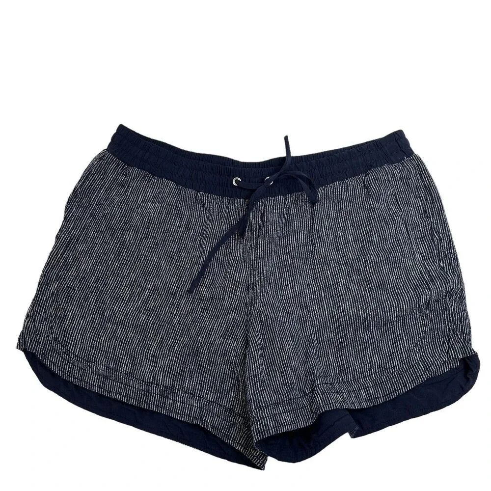 Liz Claiborne Size L Shorts Linen Beachside Bali Striped‎ Breathable Resort